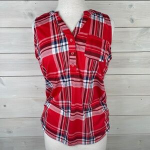 New York Laundry Red White Blue Plaid Tank Top